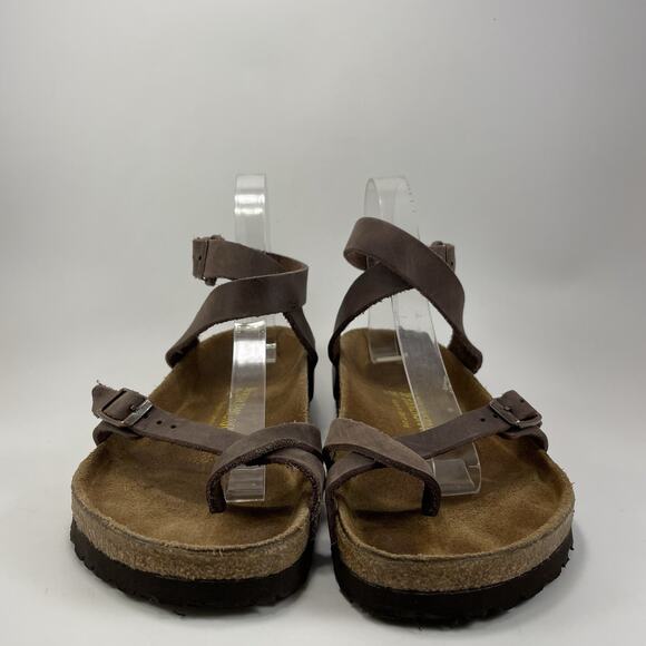 Birkenstock Yara Ankle Strap Sandals Womens Size 39 US 8-8.5 Oiled Leather Brown - Picture 2 of 10
